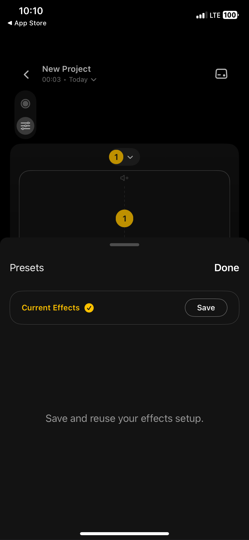 effects preset screen
