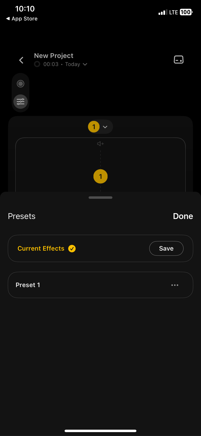 effects preset screen