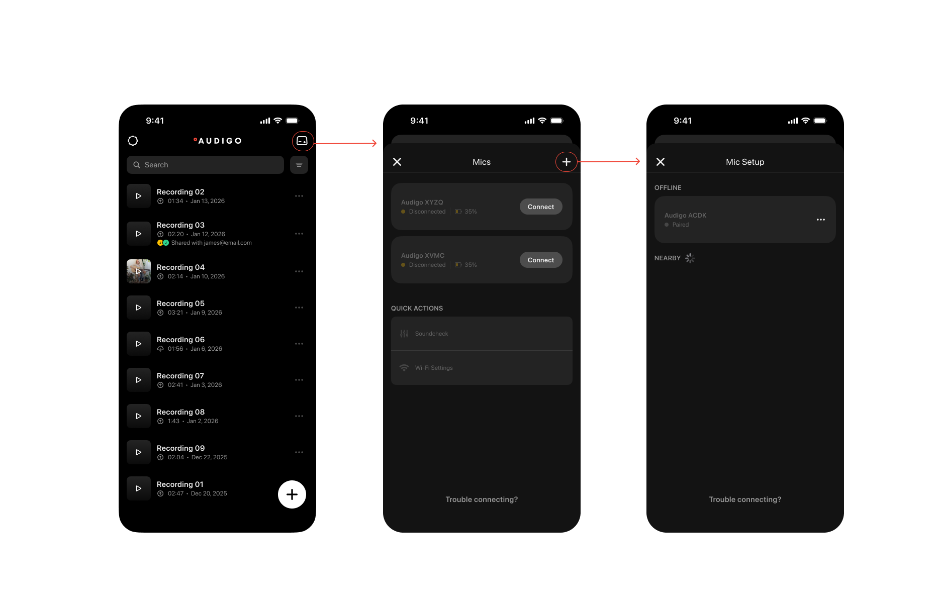 mic screen access flow